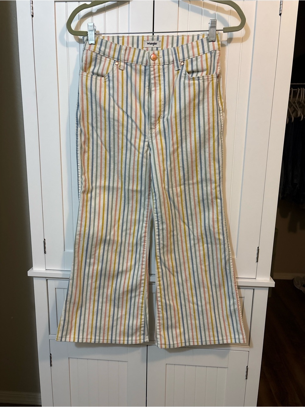 Wrangler Multicolor Striped Wide Leg Flare Jeans Women’s 28 70s Retro Western